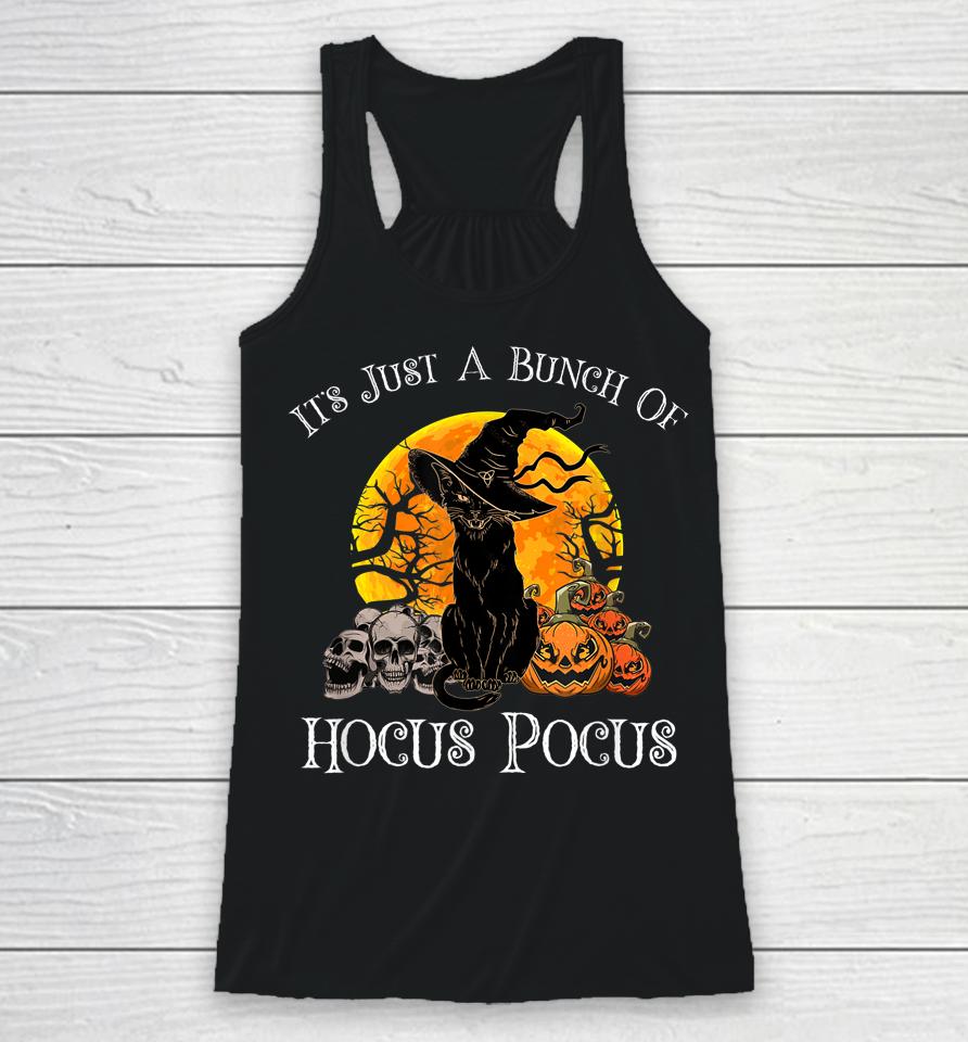 Black Cat Moon Funny Halloween Costume Bunch Of Hocus Pocus Racerback Tank