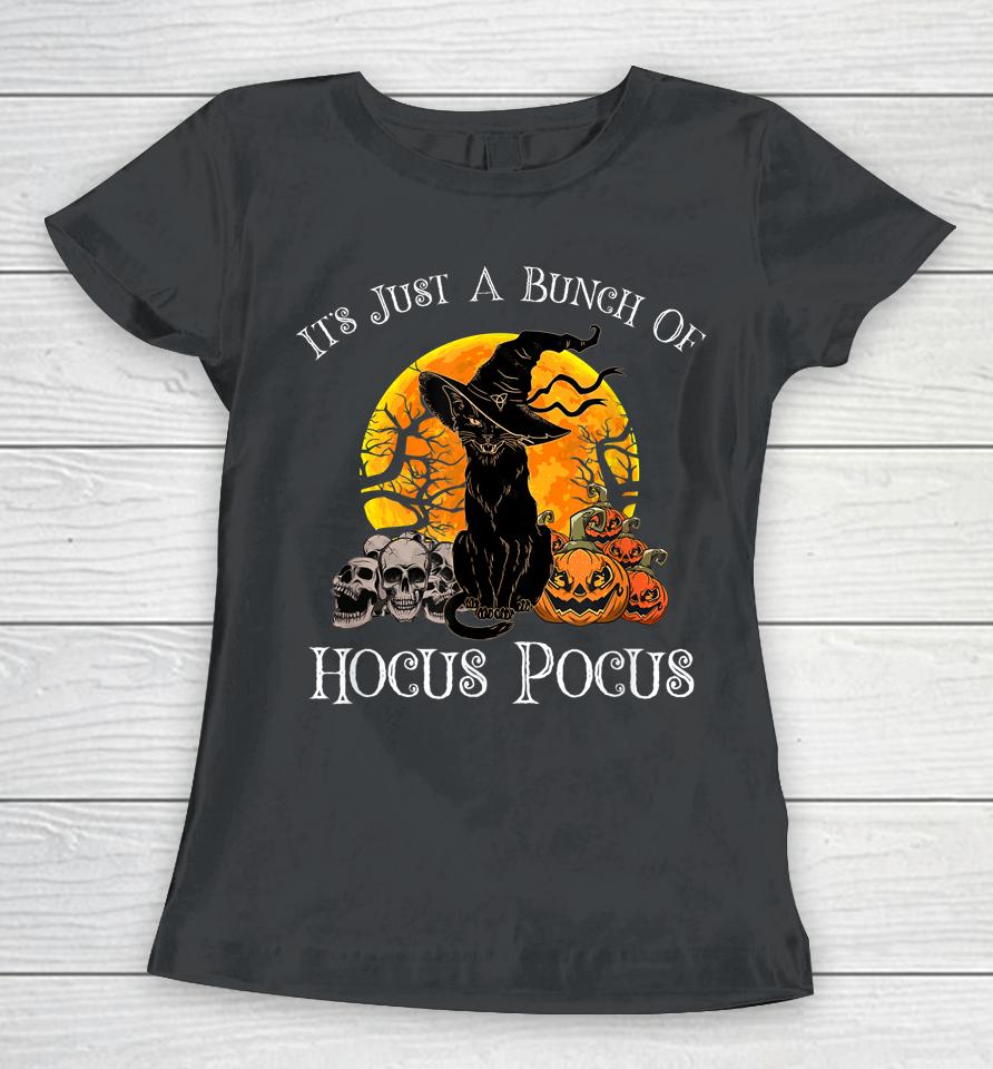 Black Cat Moon Funny Halloween Costume Bunch Of Hocus Pocus Women T-Shirt