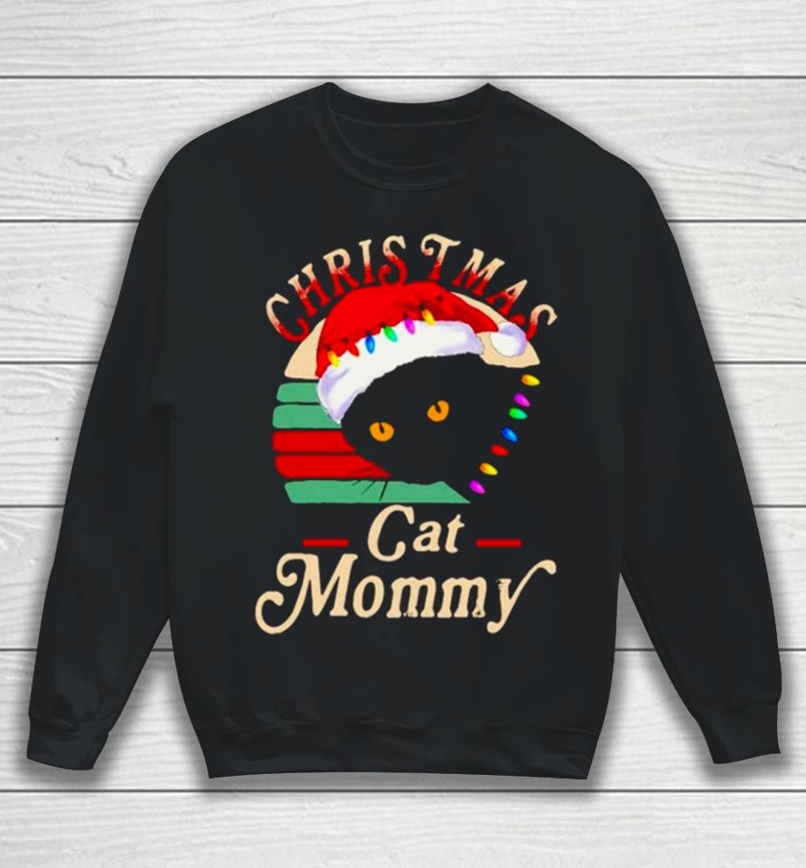 Black Cat Santa Christmas Cat Mommy Vintage Sweatshirt