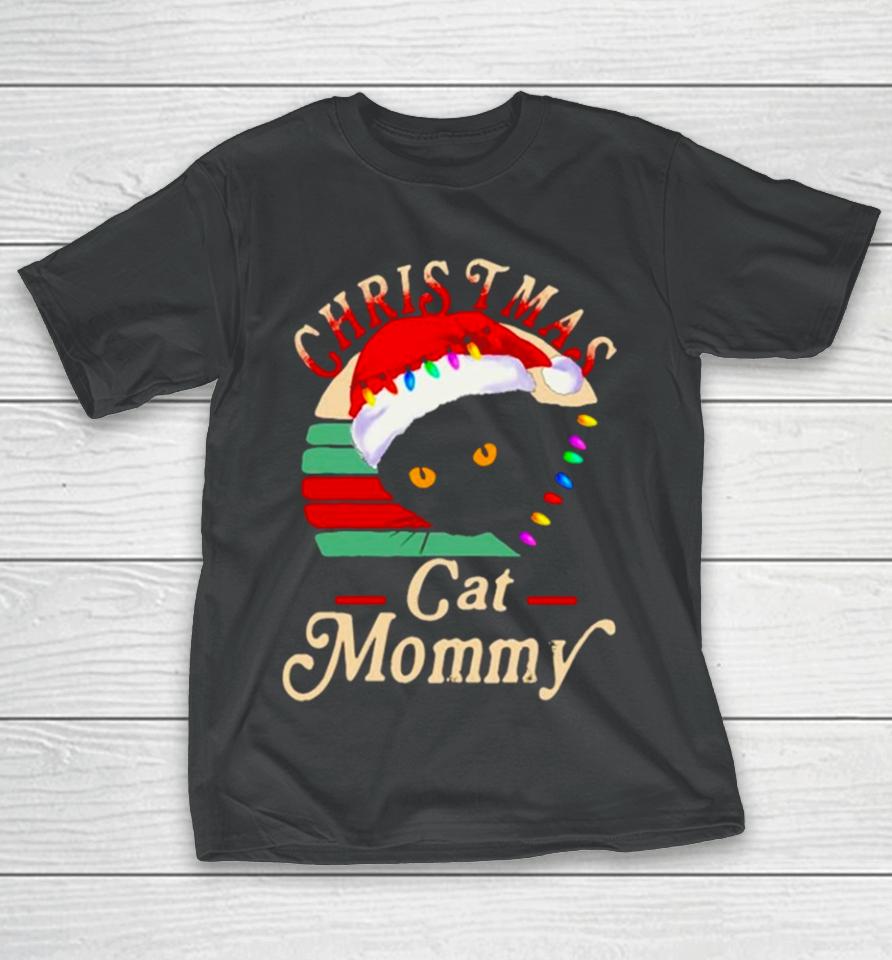 Black Cat Santa Christmas Cat Mommy Vintage T-Shirt