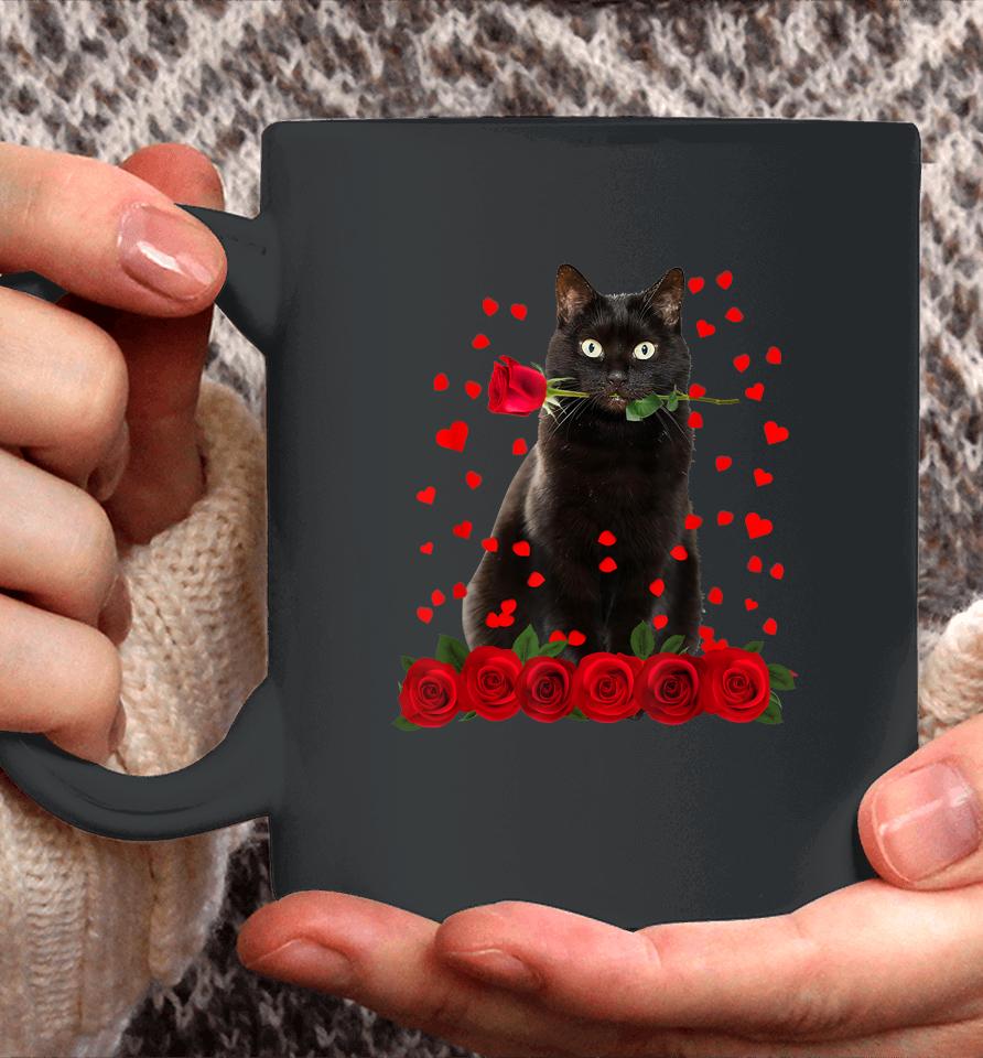 Black Cat Valentines Day Coffee Mug