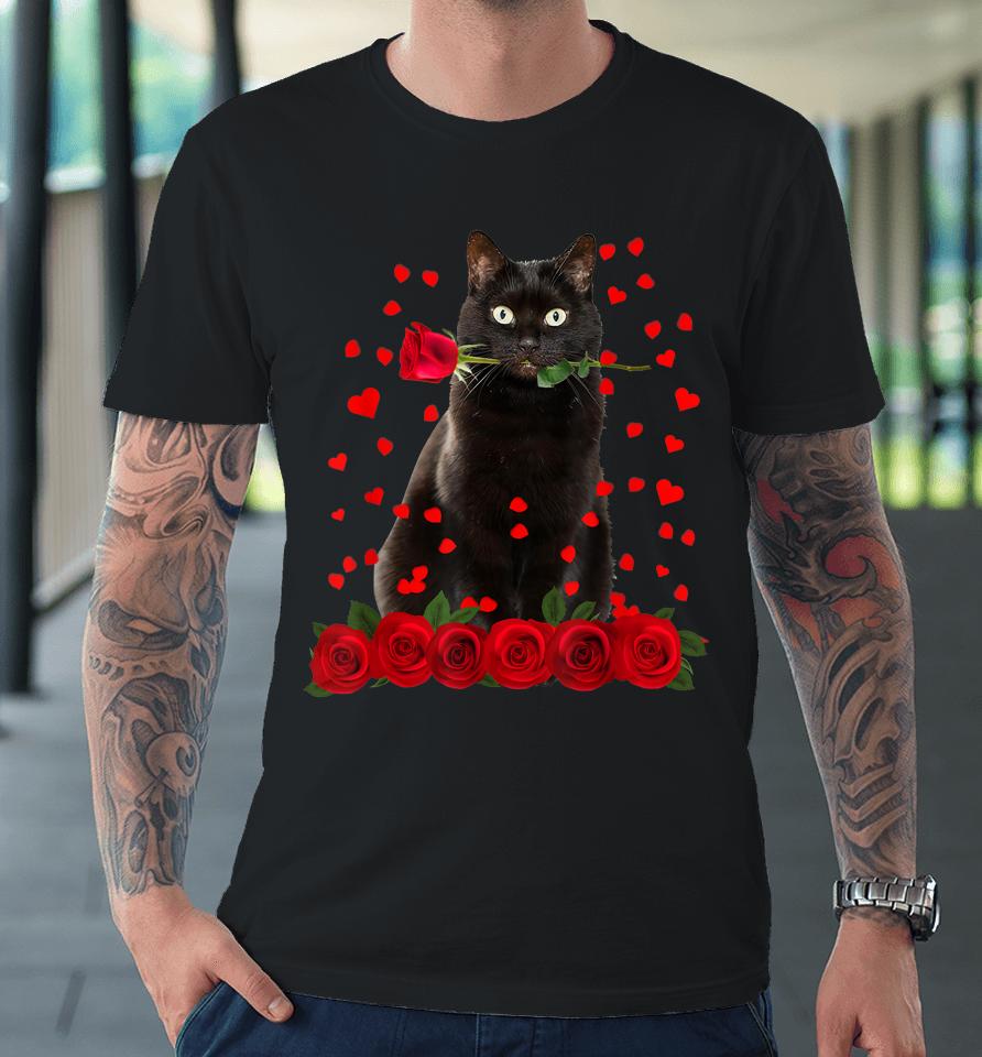 Black Cat Valentines Day Premium T-Shirt