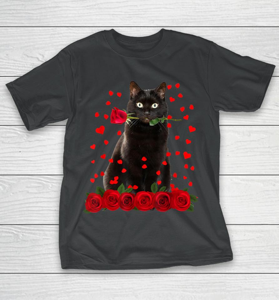 Black Cat Valentines Day T-Shirt