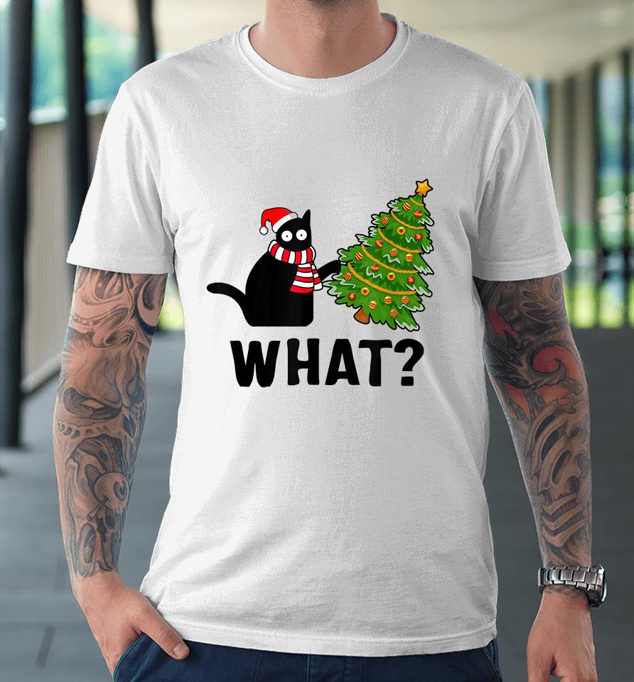Black Cat What? Christmas Tree Premium T-Shirt