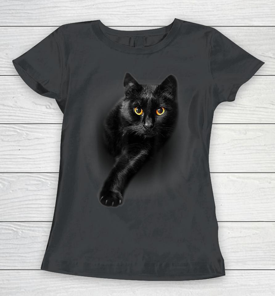 Black Cat Yellow Eyes Women T-Shirt