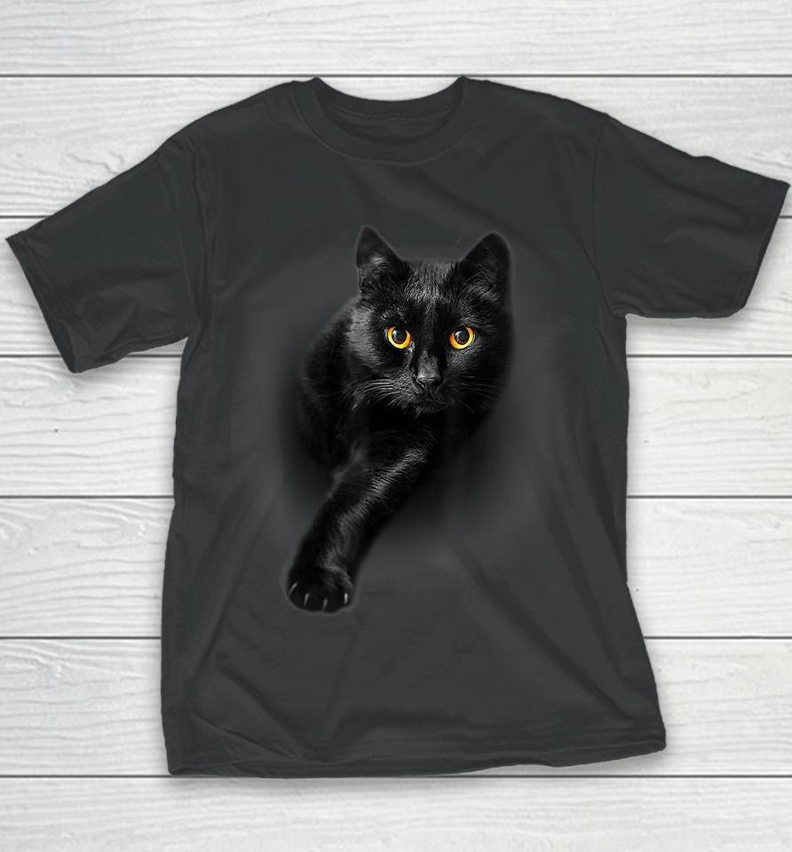 Black Cat Yellow Eyes Youth T-Shirt