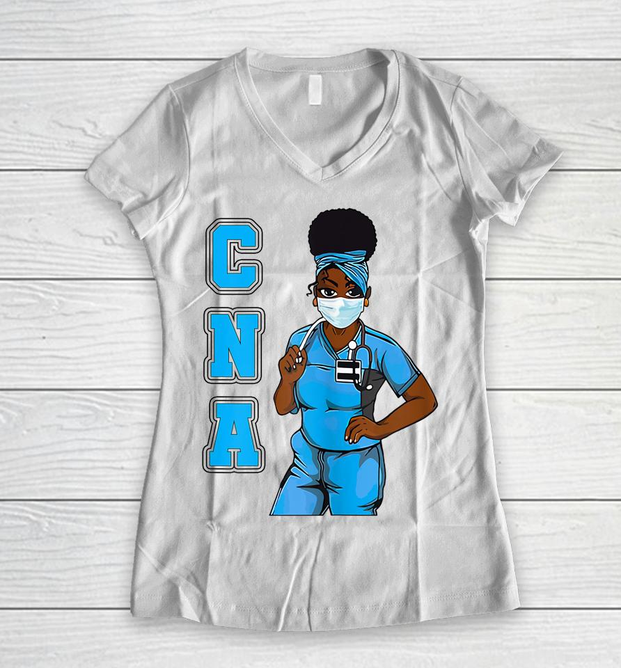 Black-Cna Magic Afro Girl Pride Women V-Neck T-Shirt