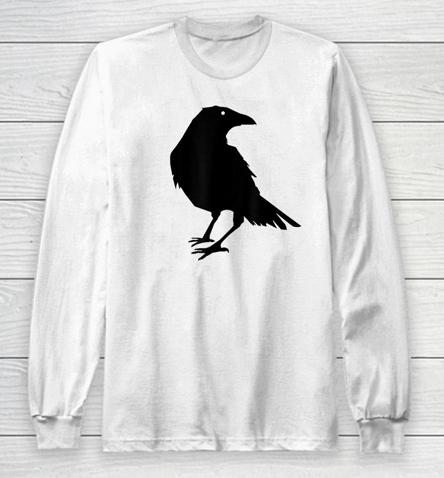 Black Crow Raven Bird Silhouette Long Sleeve T-Shirt