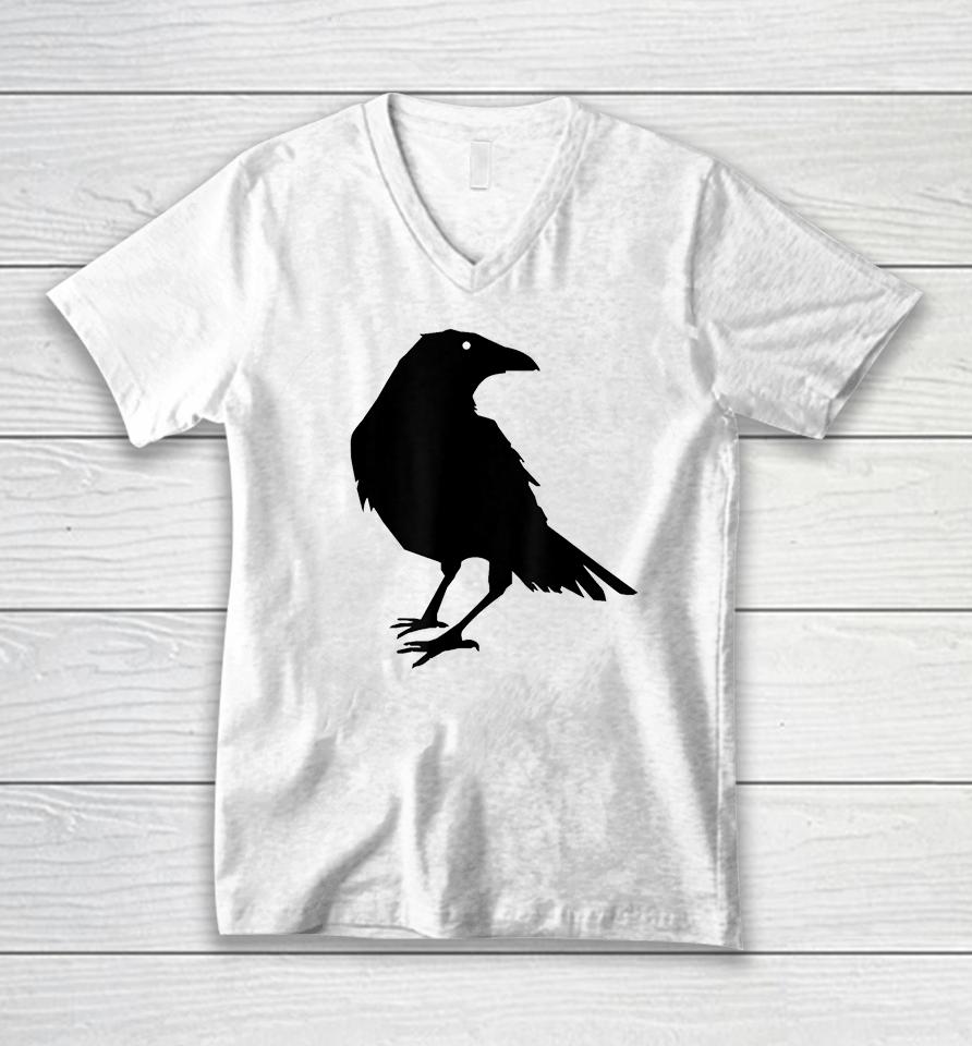 Black Crow Raven Bird Silhouette Unisex V-Neck T-Shirt