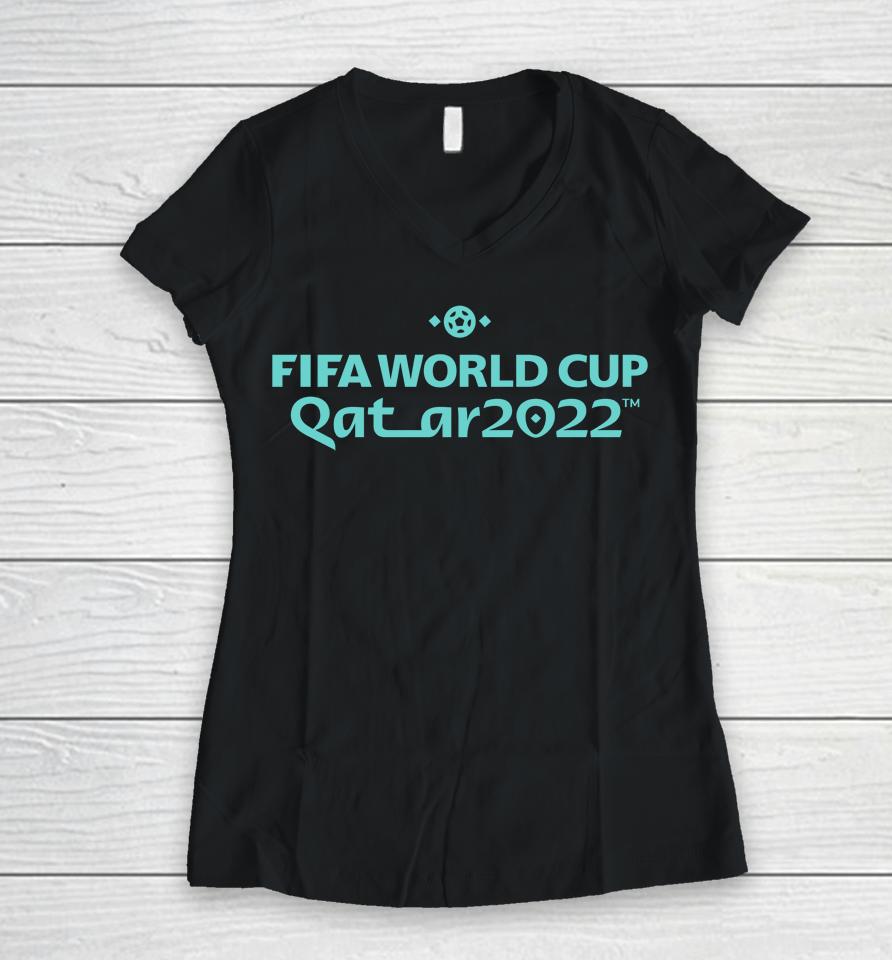 Black Fifa World Cup Qatar 2022 Mark Women V-Neck T-Shirt