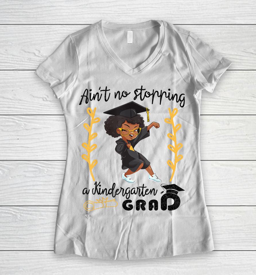 Black Girl Magic Graduate Kindergarten Graduation 2023 White Women V-Neck T-Shirt