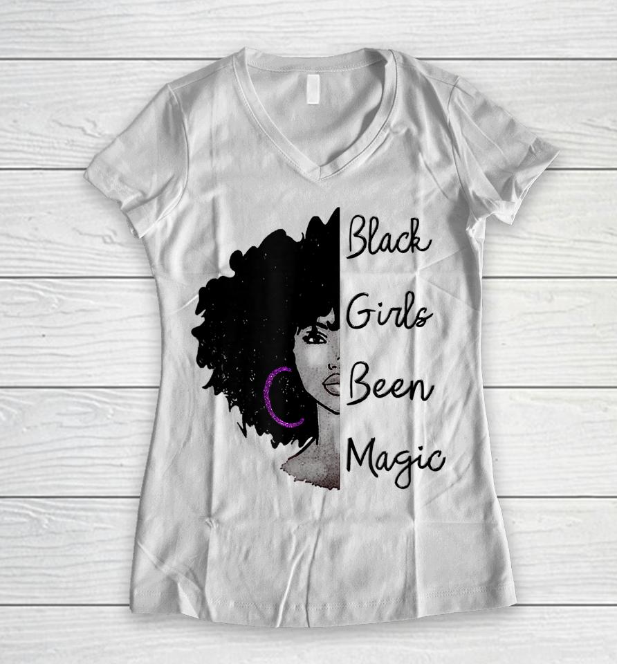 Black Girls Been Magic African Queen Women V-Neck T-Shirt