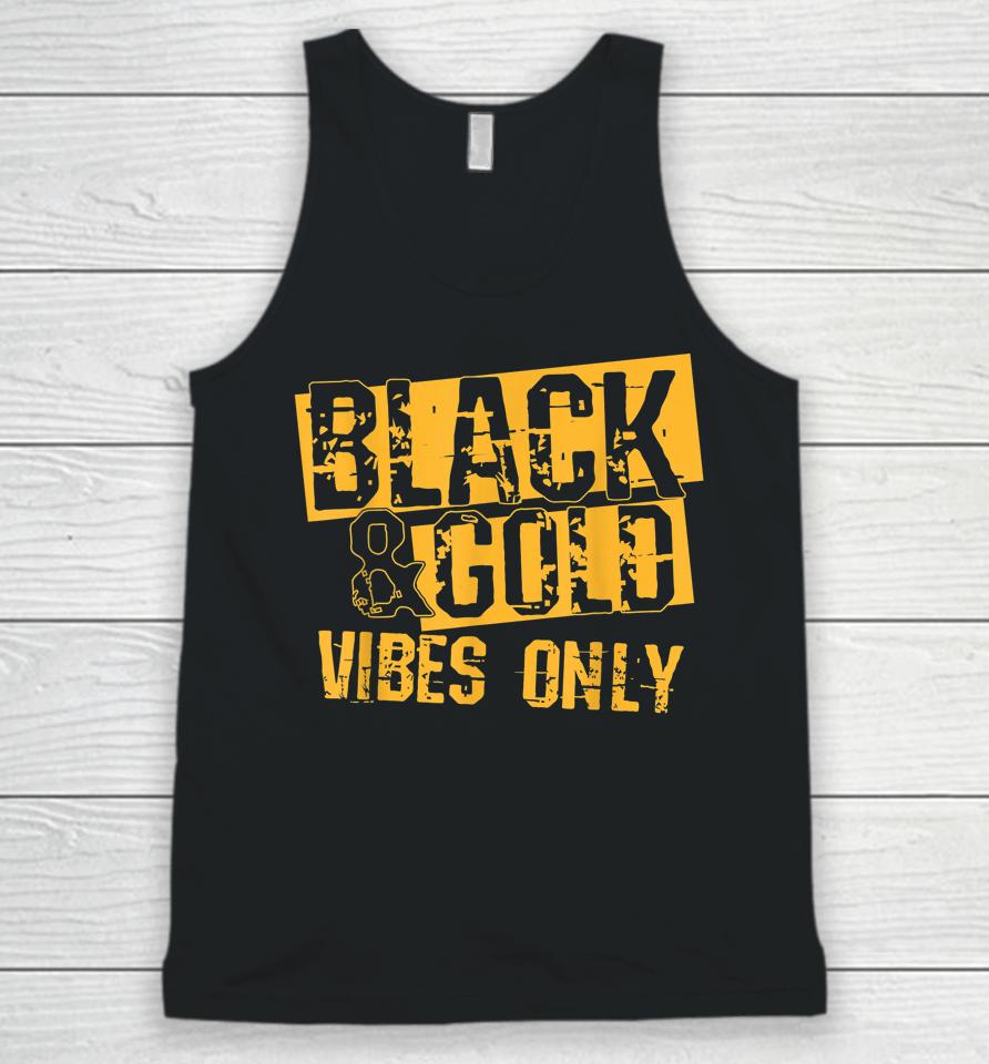 Black &Amp; Gold Vibes Only For Game Day Unisex Tank Top