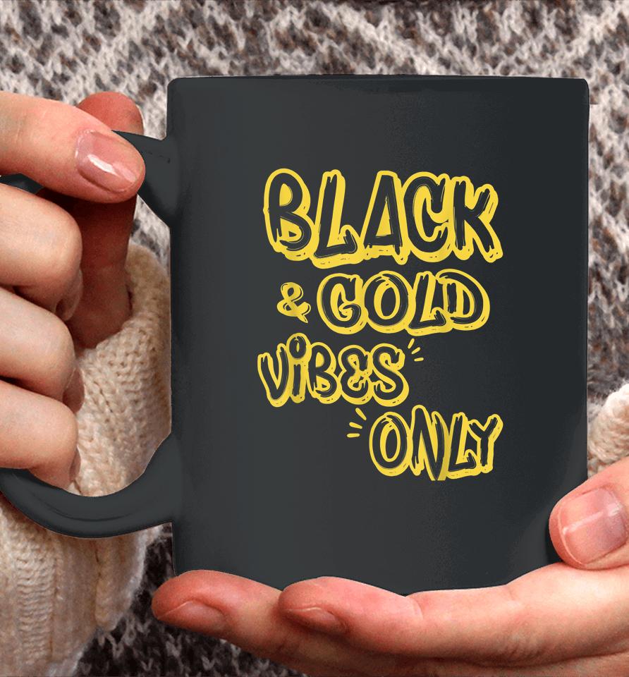 Black &Amp; Gold Vibes Only Funny Game Day High School Football Coffee Mug