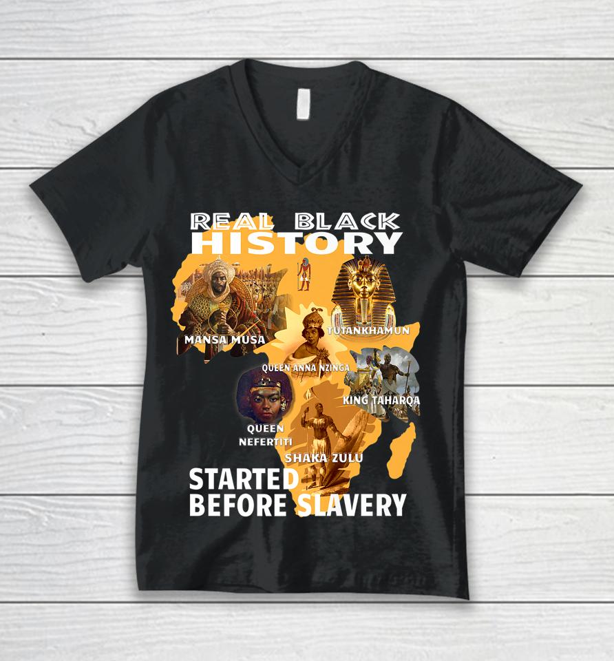 Black History Didn't Start With Slavery Unisex V-Neck T-Shirt