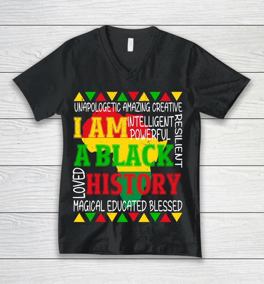 Black History Is American History Patriotic African American Unisex V-Neck T-Shirt