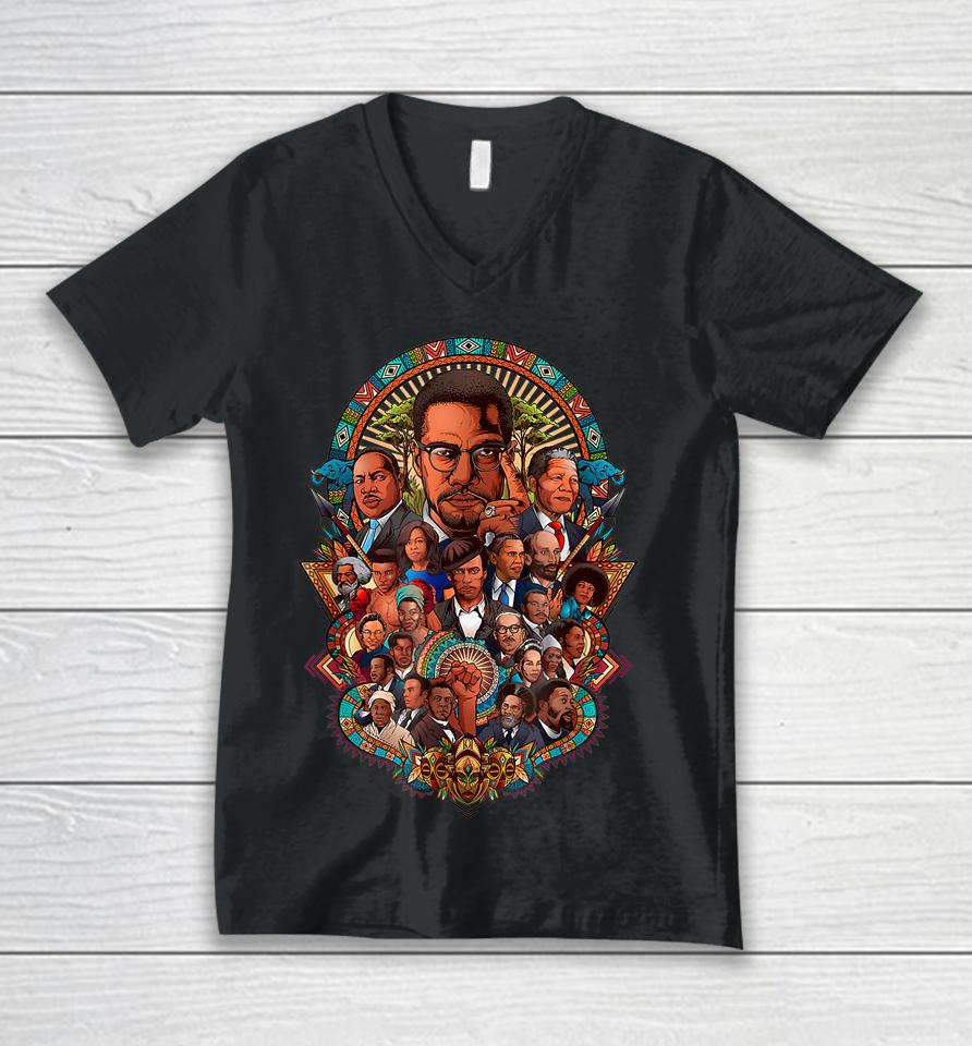 Black History Leaders Collage Inspirational African American Unisex V-Neck T-Shirt