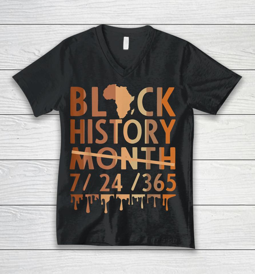 Black History Month 2022 Black History 365 Melanin Pride Unisex V-Neck T-Shirt