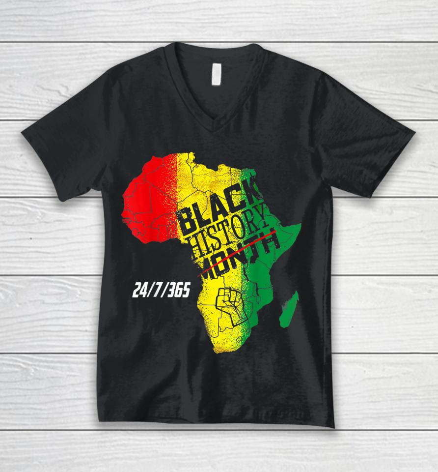 Black History Month 24-7-365 Unisex V-Neck T-Shirt