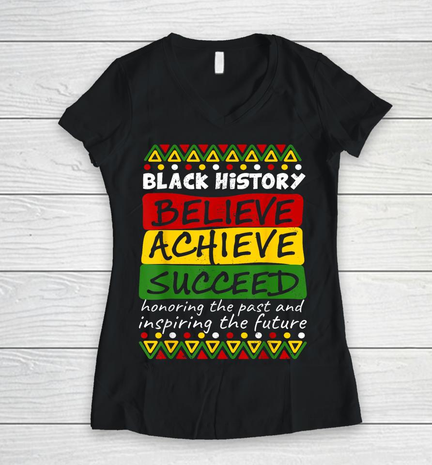 Black History Month Decorations Melanin African American Women V-Neck T-Shirt