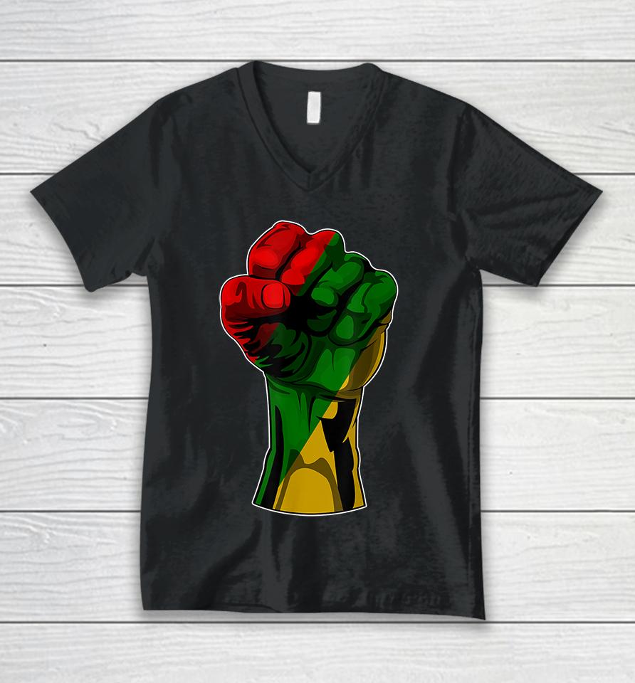 Black History Month Fist Gift Unisex V-Neck T-Shirt