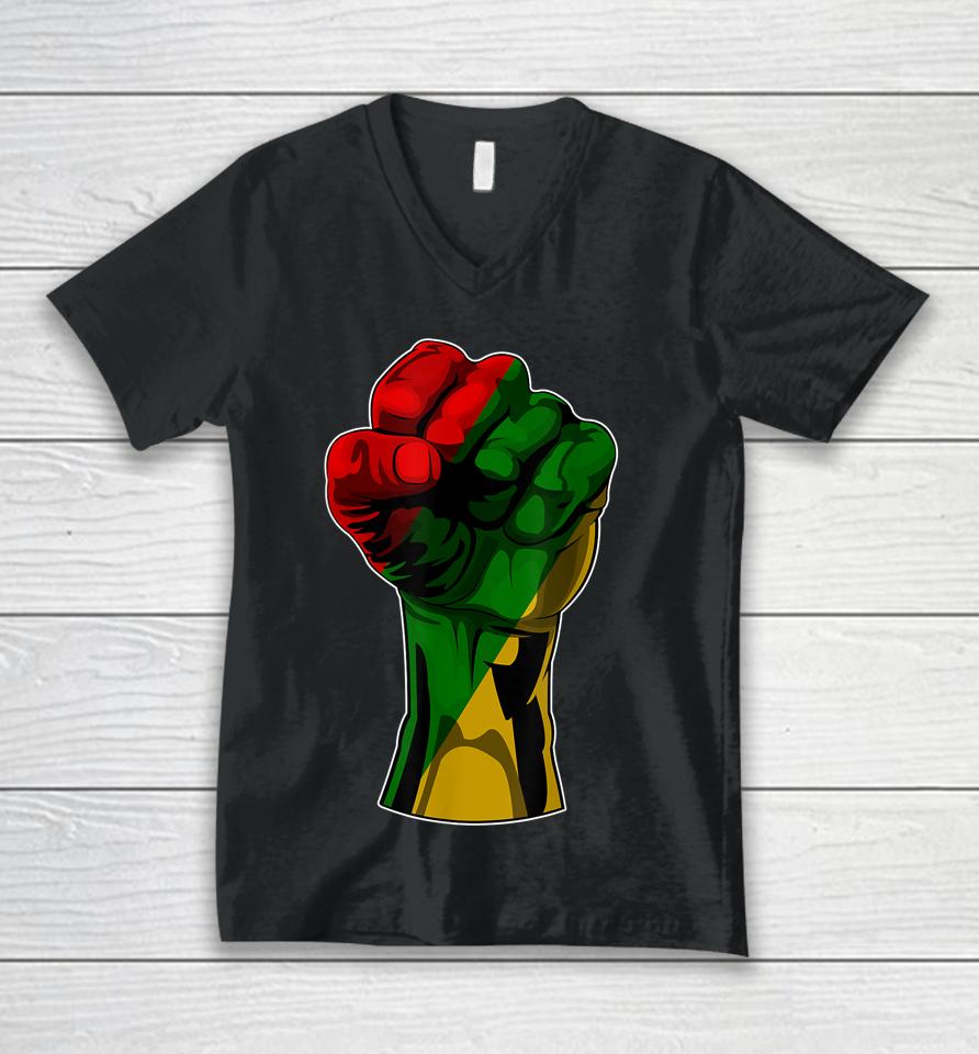 Black History Month Fist Unisex V-Neck T-Shirt