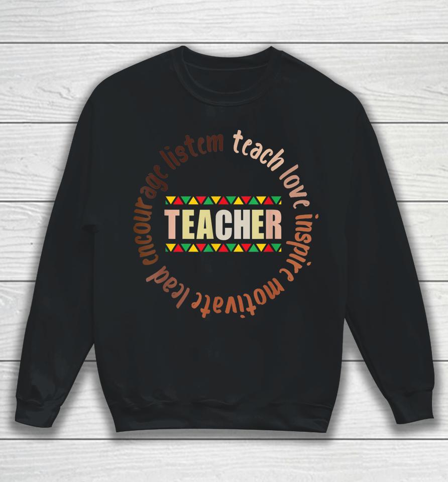 Black History Month Pajama Afro African Tee Melanin Teacher Sweatshirt