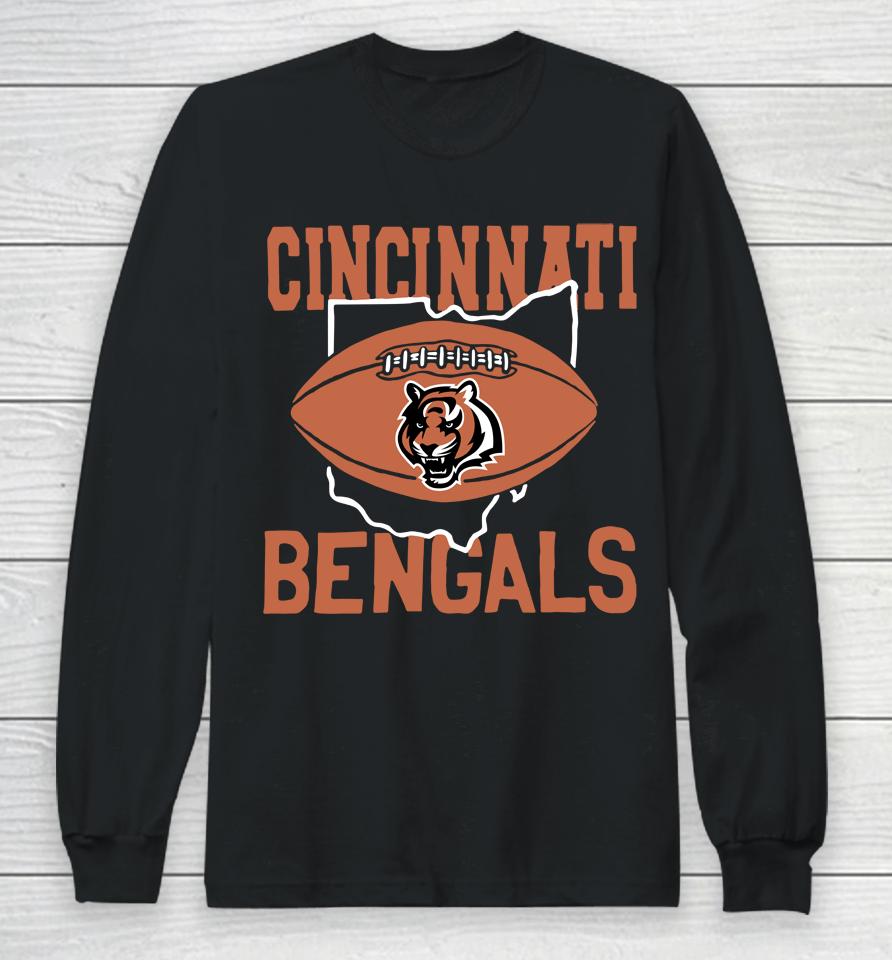 Black Homage Men's Cincinnati Ohio Bengals Long Sleeve T-Shirt