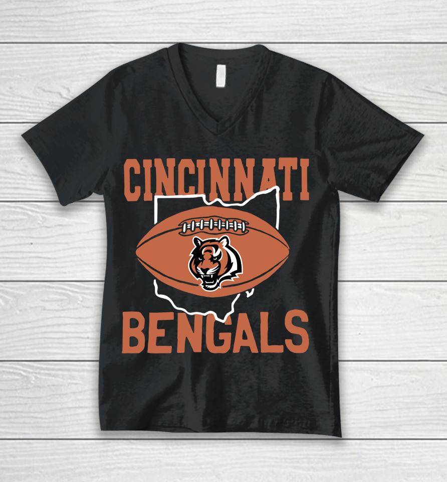Black Homage Men's Cincinnati Ohio Bengals Unisex V-Neck T-Shirt