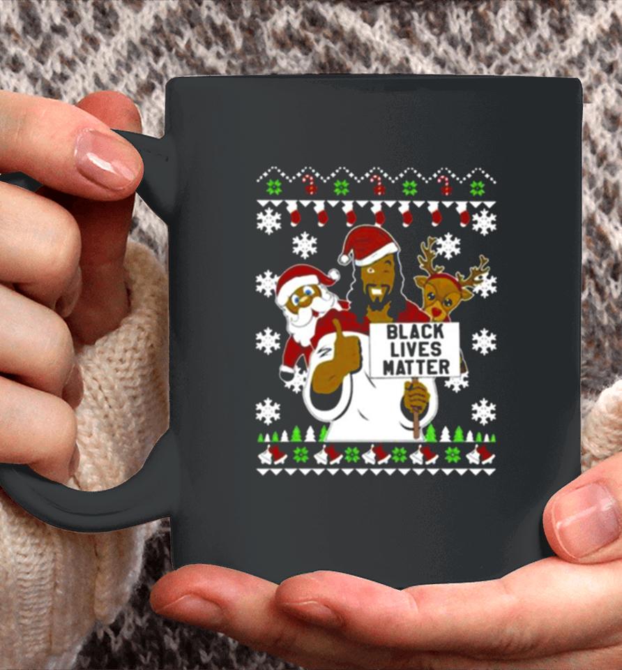 Black Lives Matter Reindeer Santa Ugly Christmas Coffee Mug