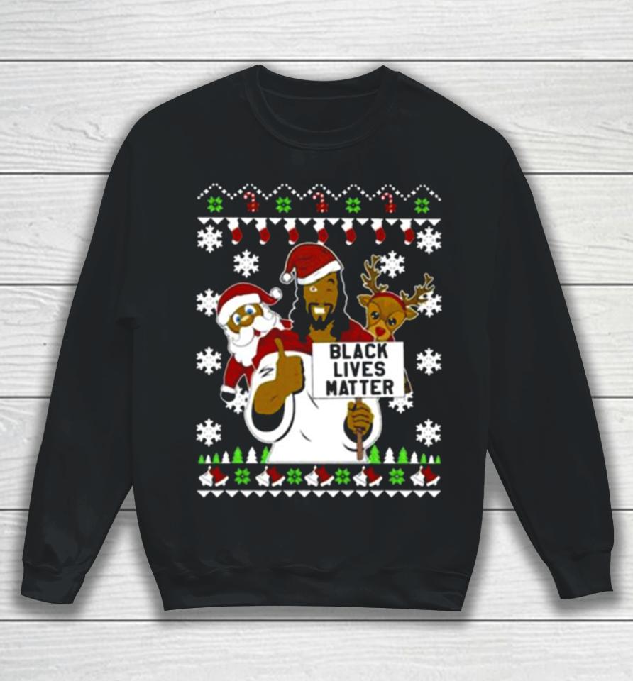 Black Lives Matter Reindeer Santa Ugly Christmas Sweatshirt