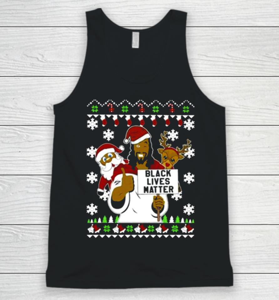 Black Lives Matter Reindeer Santa Ugly Christmas Unisex Tank Top