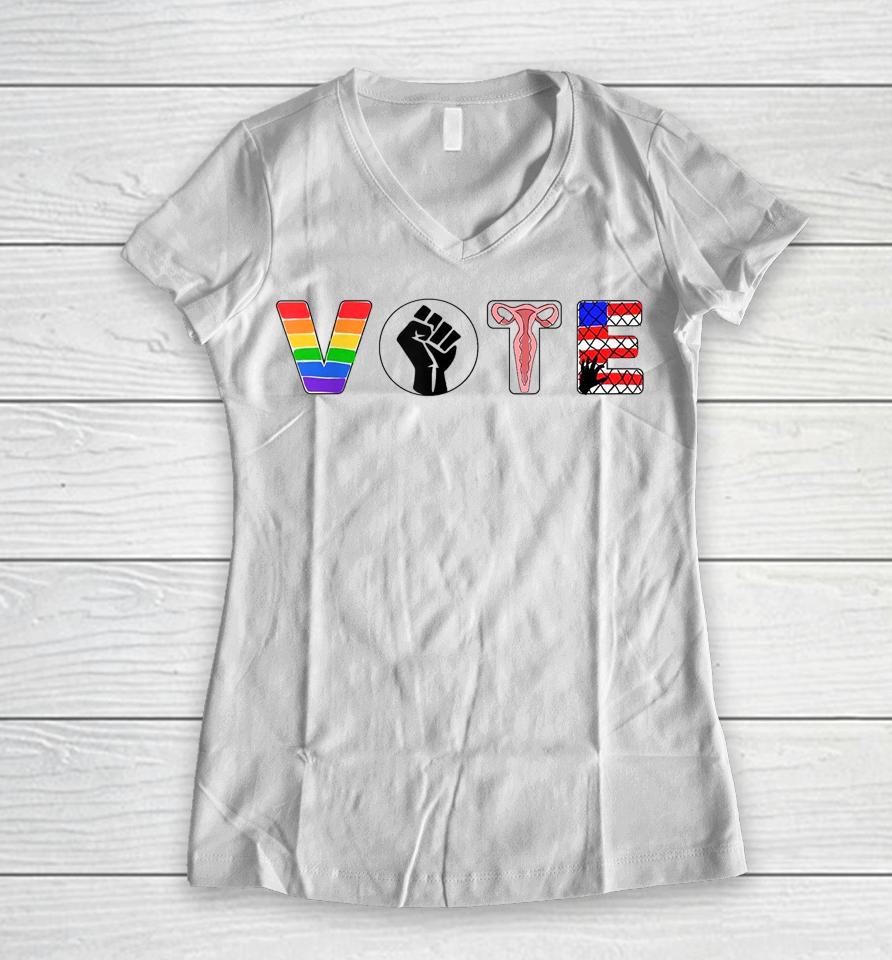 Black Lives Matter Vote Lgbt Gay Rights Feminist Equality Women V-Neck T-Shirt