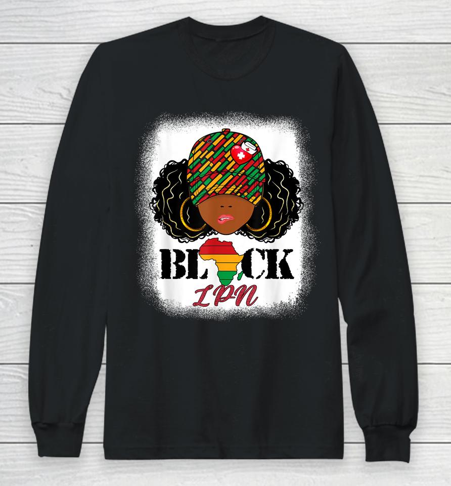 Black Lpn Nurse Messy Bun Pride African Black History Month Long Sleeve T-Shirt