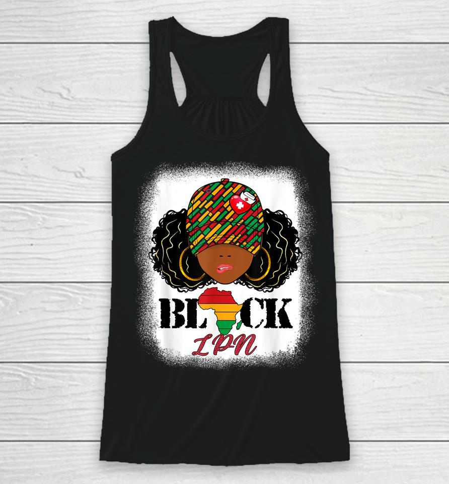 Black Lpn Nurse Messy Bun Pride African Black History Month Racerback Tank
