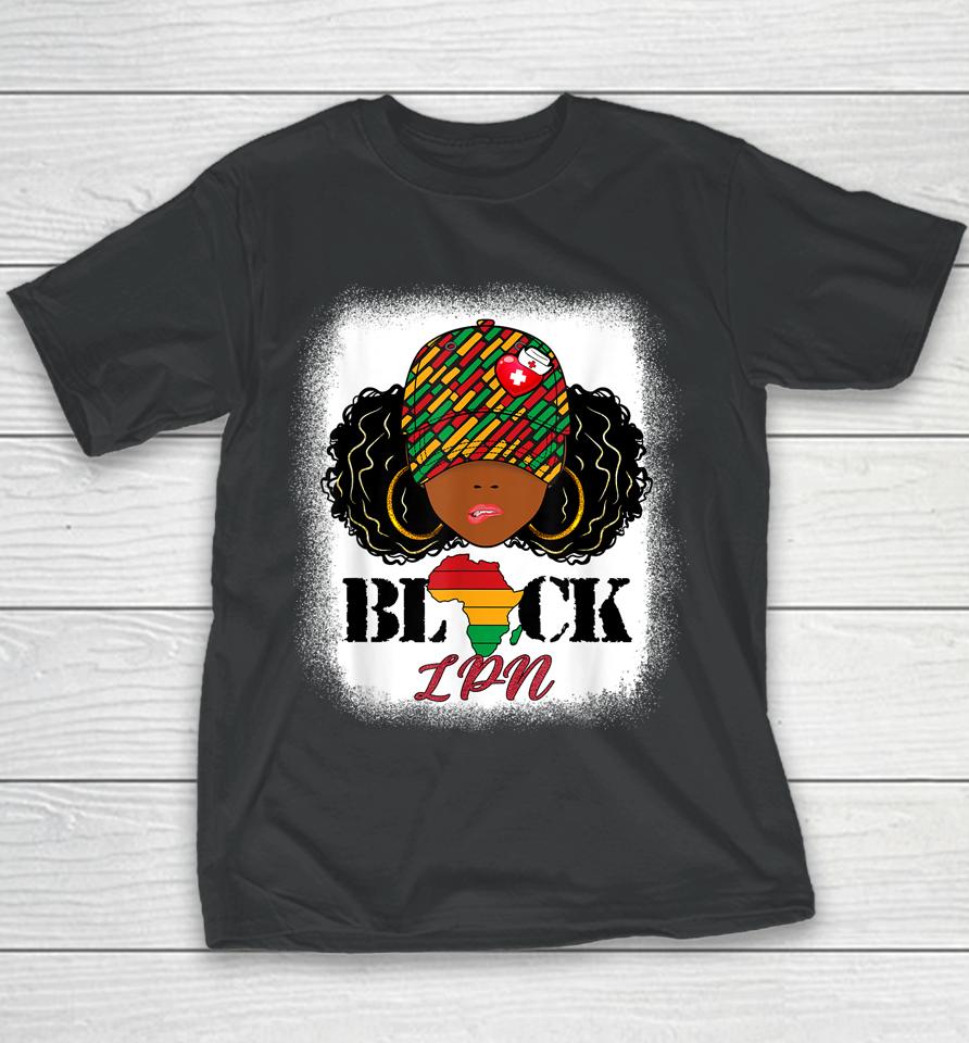 Black Lpn Nurse Messy Bun Pride African Black History Month Youth T-Shirt