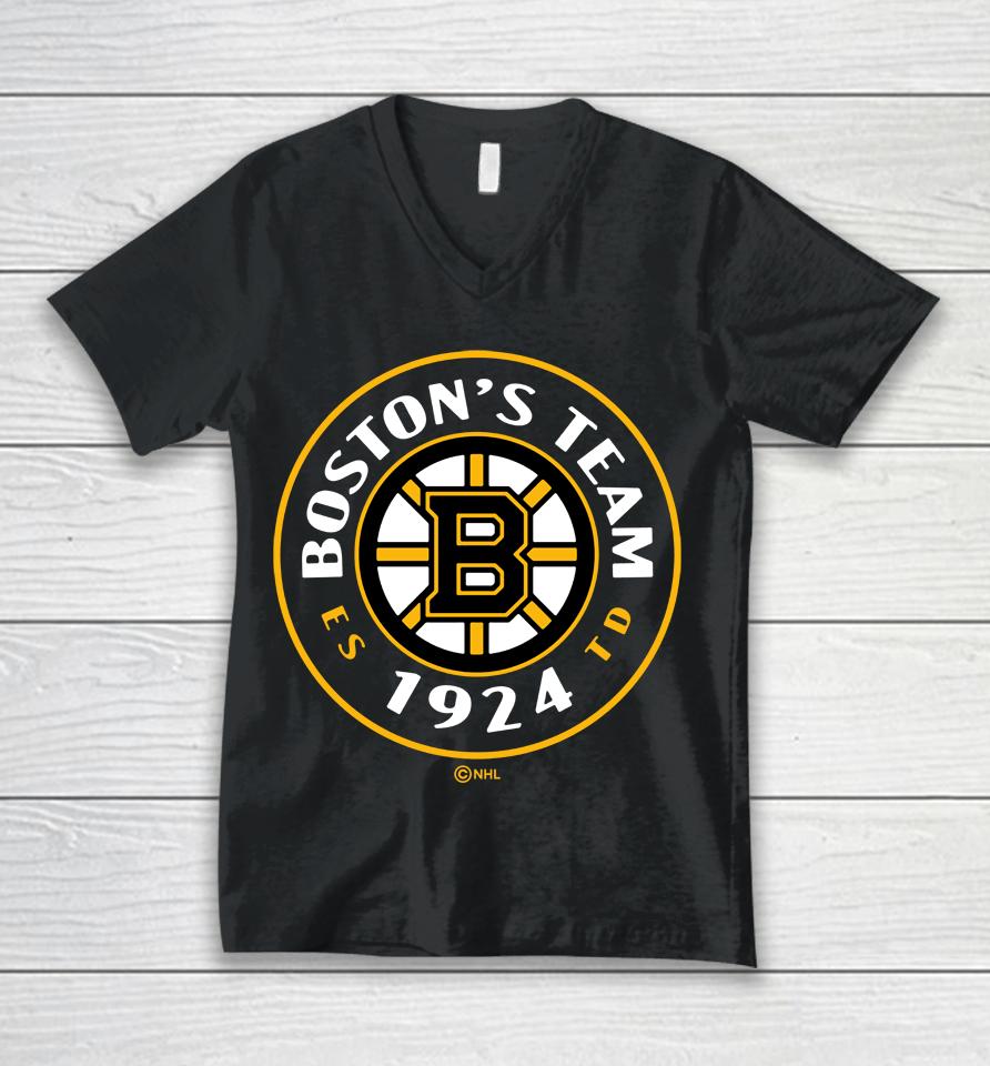 Black Men's Boston Bruins Fanatics Branded Represent Unisex V-Neck T-Shirt