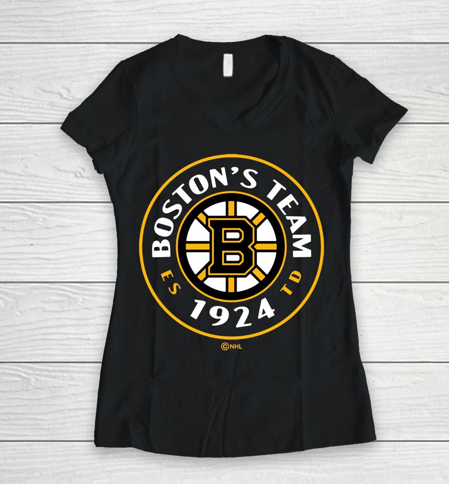 Black Men's Boston Bruins Fanatics Branded Represent Women V-Neck T-Shirt