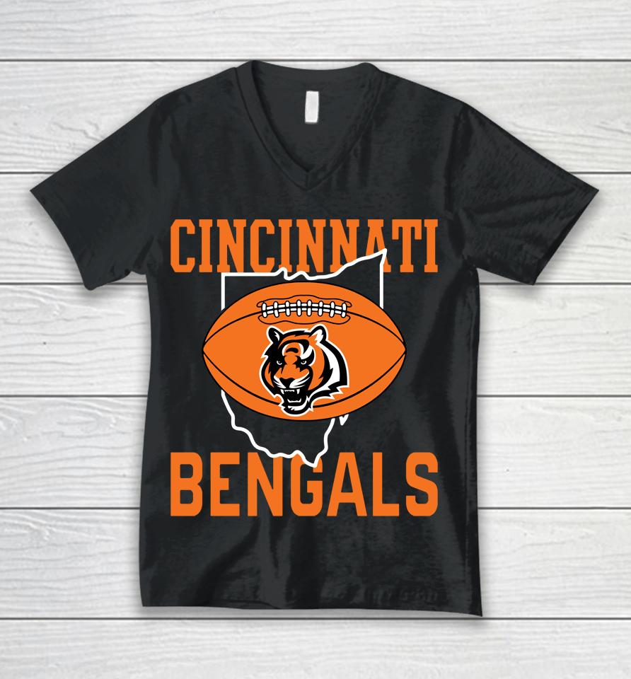 Black Nfl Homage Cincinnati Bengals Hyper Local Unisex V-Neck T-Shirt
