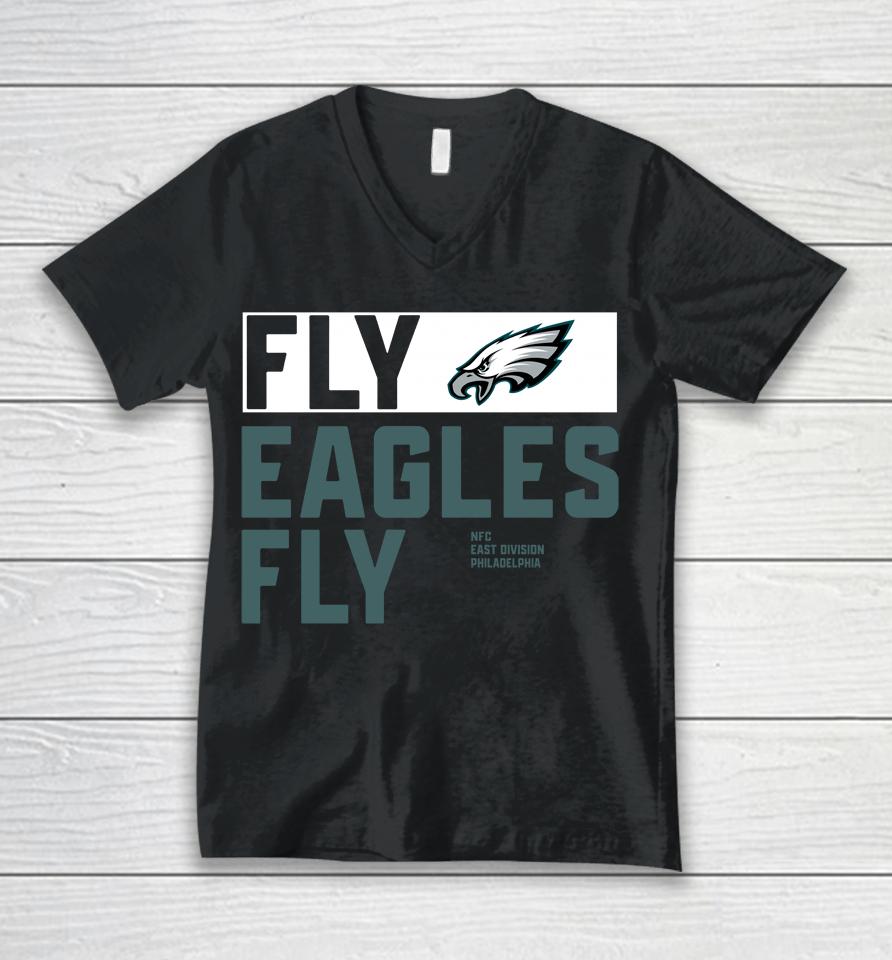 Black Philadelphia Eagles Anthracite Fly Eagles Fly Unisex V-Neck T-Shirt