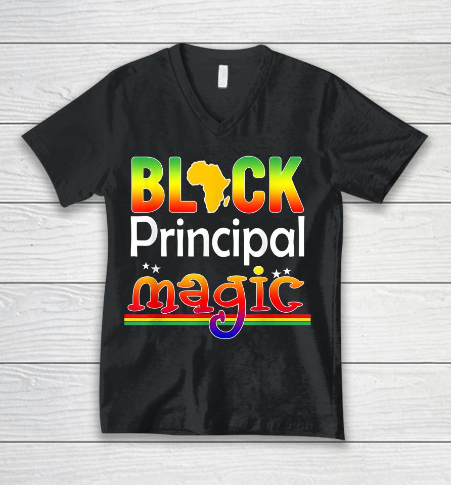 Black Principal Magic Teacher Black History Month Unisex V-Neck T-Shirt