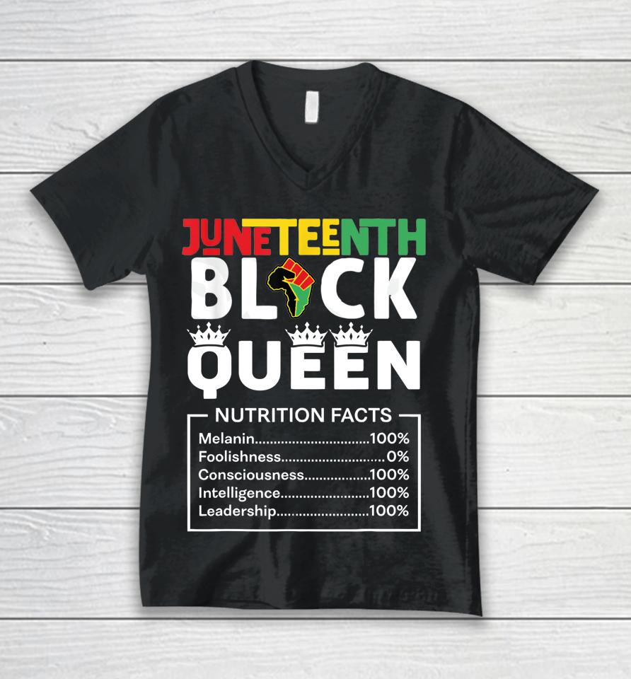 Black Queen Nutritional Facts Black Girl Juneteenth Unisex V-Neck T-Shirt