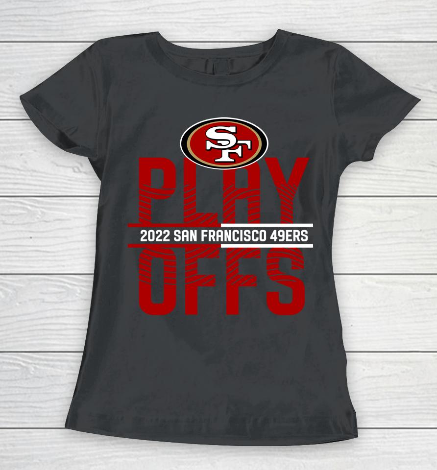 Black San Francisco 49Ers Playoffs Iconic Anthracite 2022 Nfl Women T-Shirt