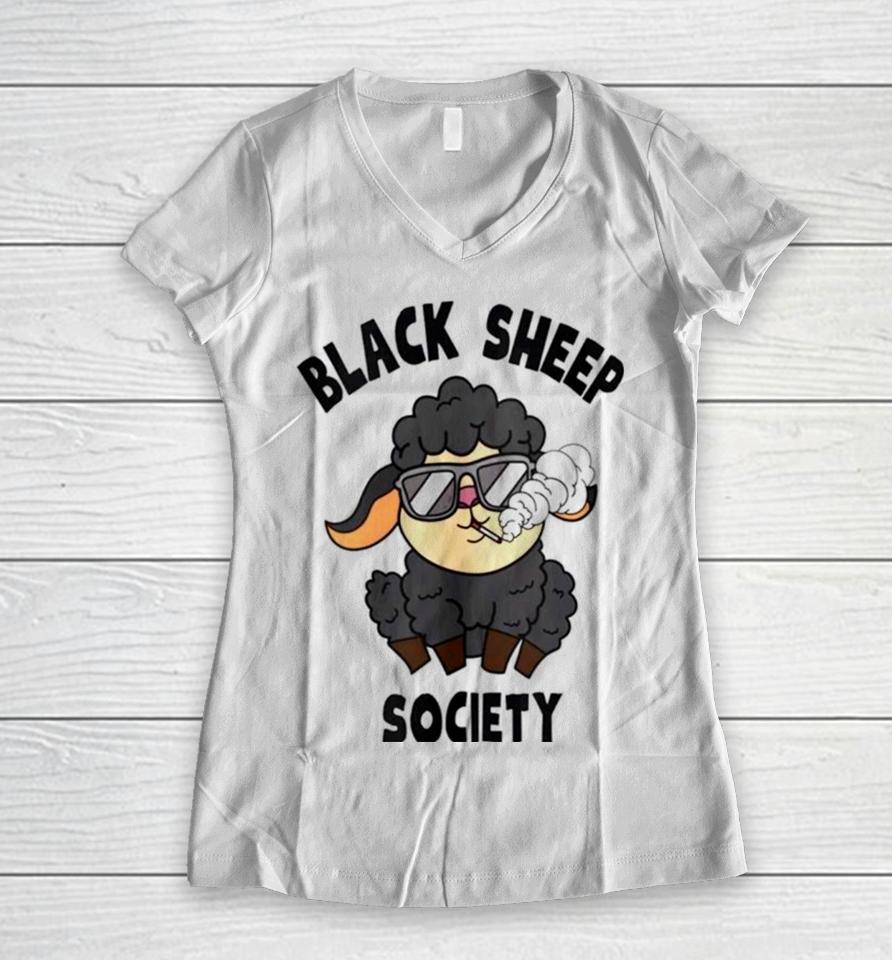Black Sheep Society Smoking Women V-Neck T-Shirt