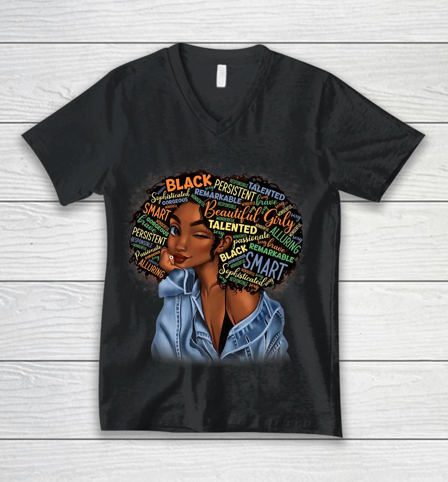 Black Smart Girls Afro Love Melanin African American Unisex V-Neck T-Shirt