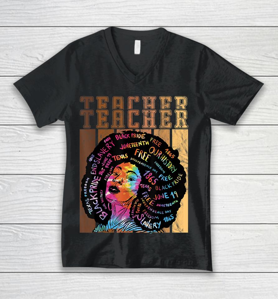 Black Smart Teacher Afro Love Melanin African American Unisex V-Neck T-Shirt