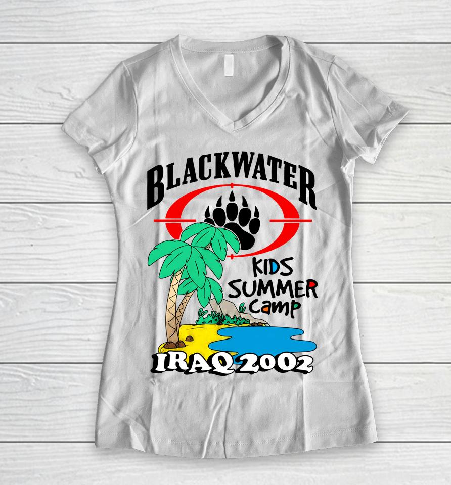 Black Water Kids Summer Camp Iraq 2002 Women V-Neck T-Shirt