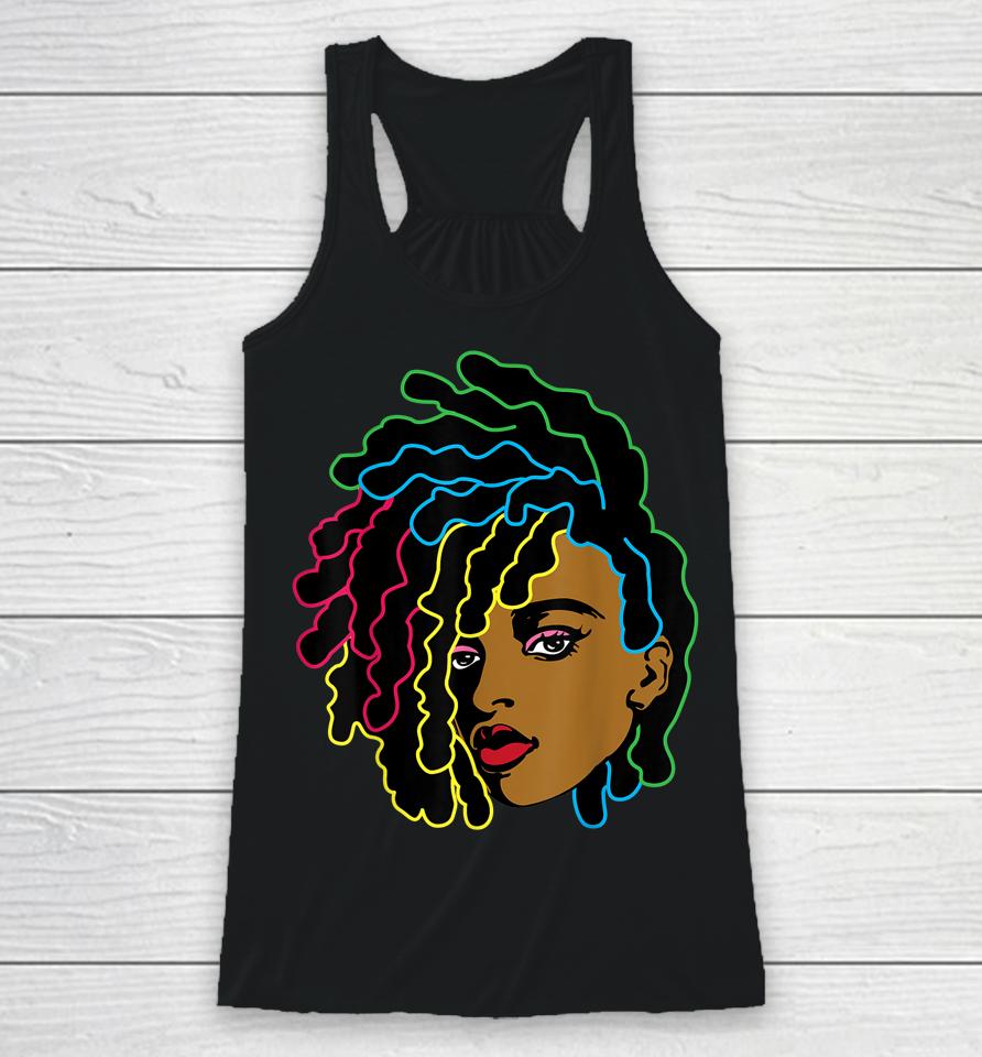 Black Woman African Afro Hair Cool Black History Month Gift Racerback Tank