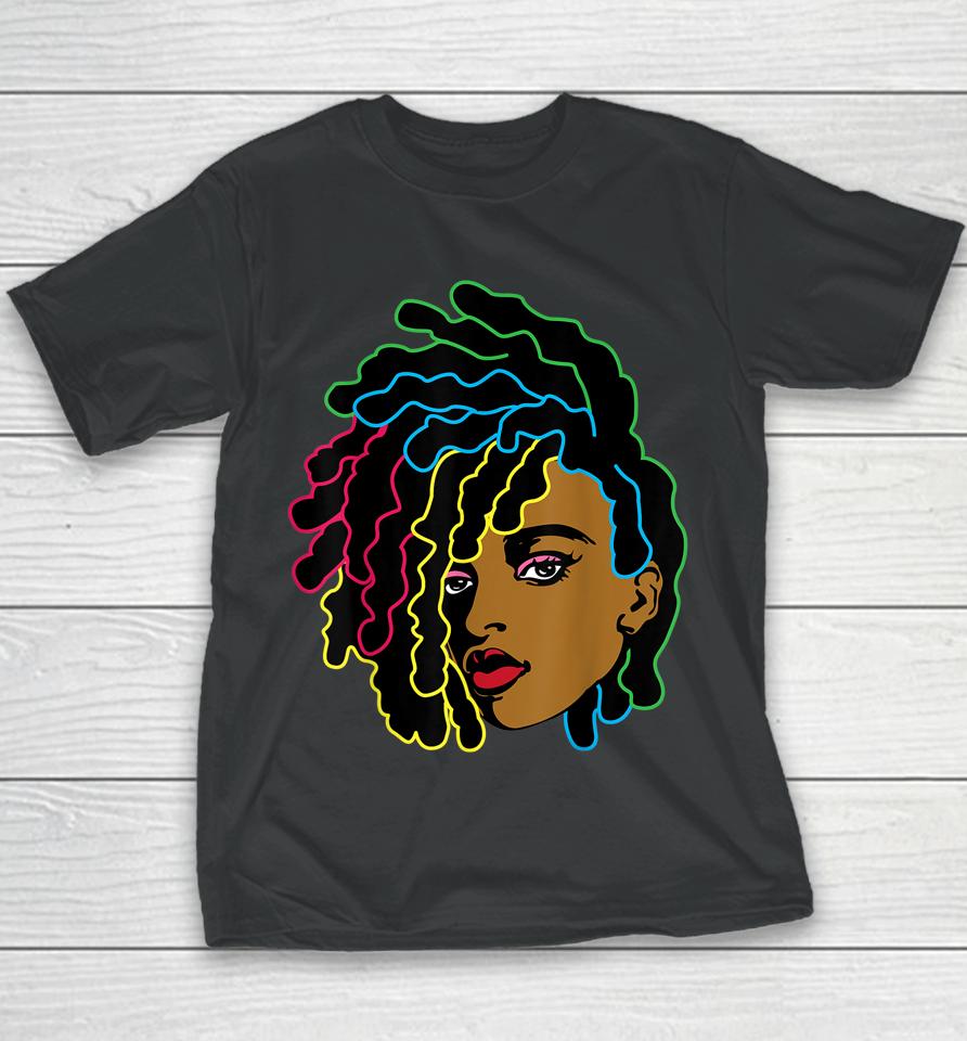 Black Woman African Afro Hair Cool Black History Month Gift Youth T-Shirt