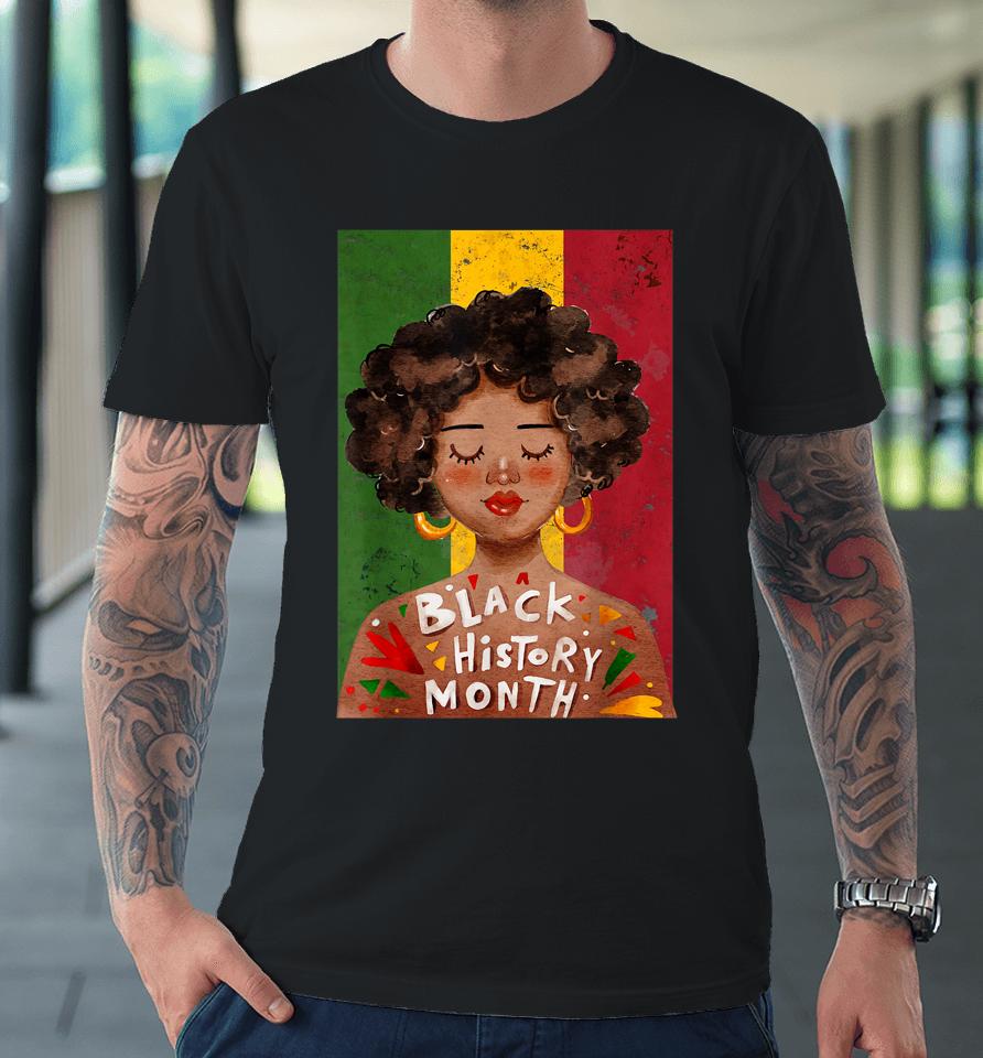 Black Woman Afro Vintage Black History Month Premium T-Shirt